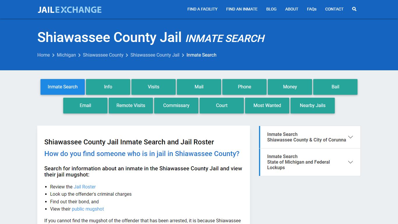 Inmate Search: Roster & Mugshots - Shiawassee County Jail, MI