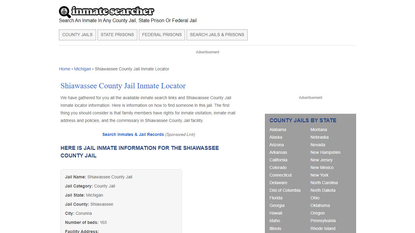 Shiawassee County Jail Inmate Locator - Inmate Searcher